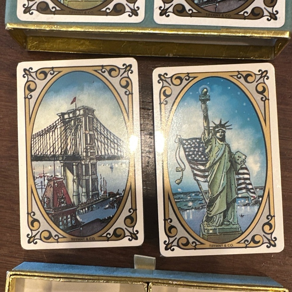 Vintage Tiffany & Co Playing Cards Statue of Liberty & Brooklyn Bridge + Box NIB - Picture 5 of 5